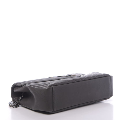 Saint Laurent Sheepskin Matelasse Chevron Monogram Large College Satchel Dark Asphalt 5 of 16