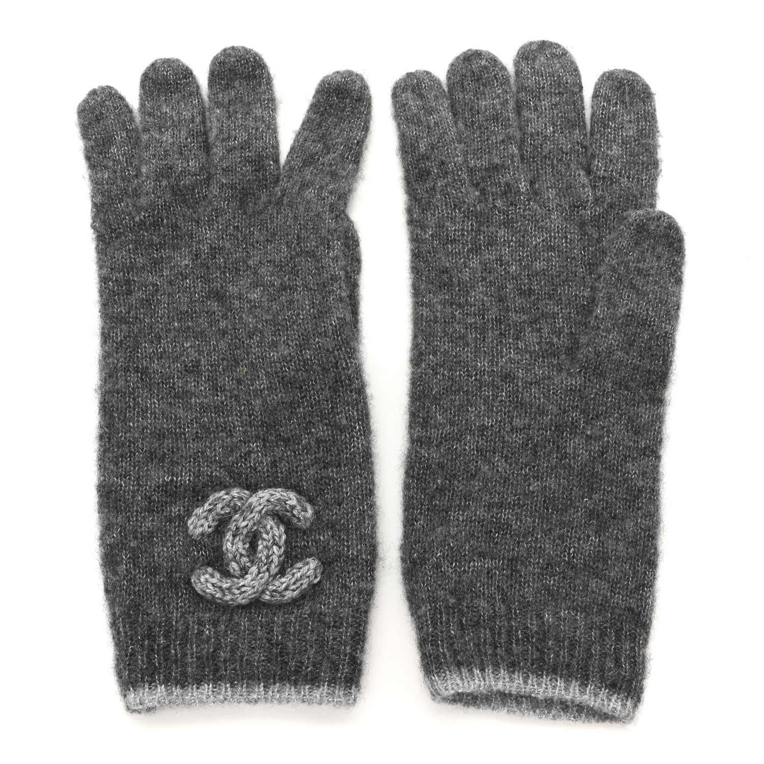 Chanel Cashmere Silk CC Gloves Grey 1 of 4