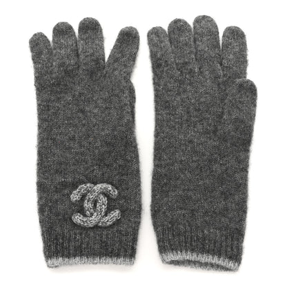 Chanel Cashmere Silk CC Gloves Grey 1 of 4