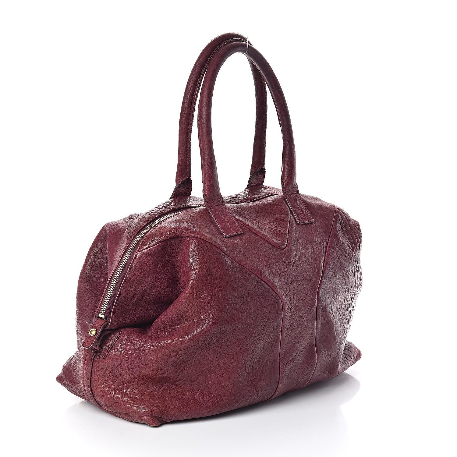 Saint Laurent Pebbled Lambskin Medium Easy Sac Burgundy 3 of 14