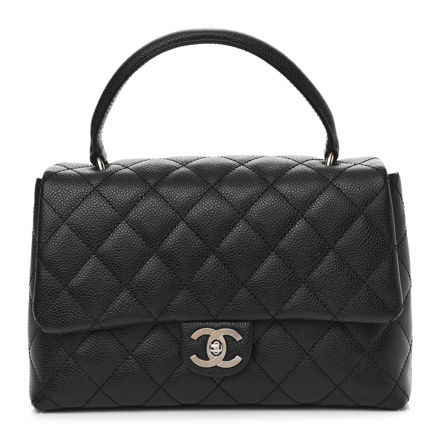 Caviar Quilted Medium Kelly Flap Bag Black