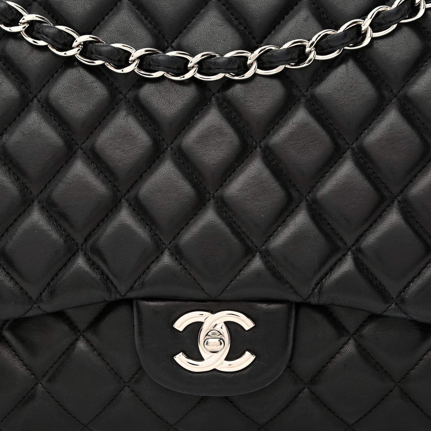 Chanel Lambskin Quilted Maxi Single Flap Black 8 of 13