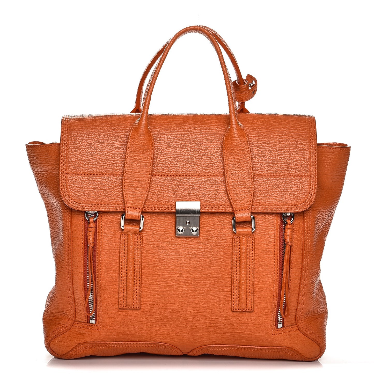 3.1 Textured Calfskin Large Pashli Satchel Mandarin
