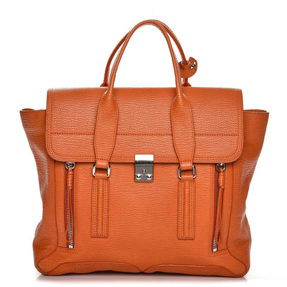 3.1 Phillip Lim 3.1 Textured Calfskin Large Pashli Satchel Mandarin 1 of 10