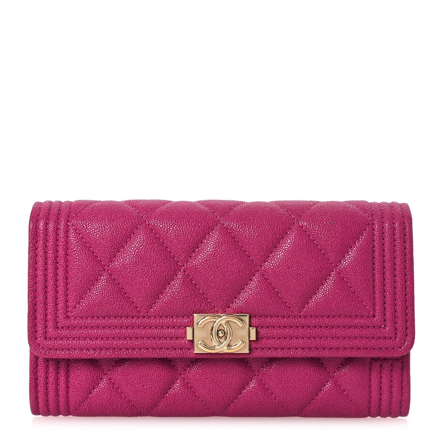 Caviar Quilted Medium Boy Flap Wallet Fuchsia