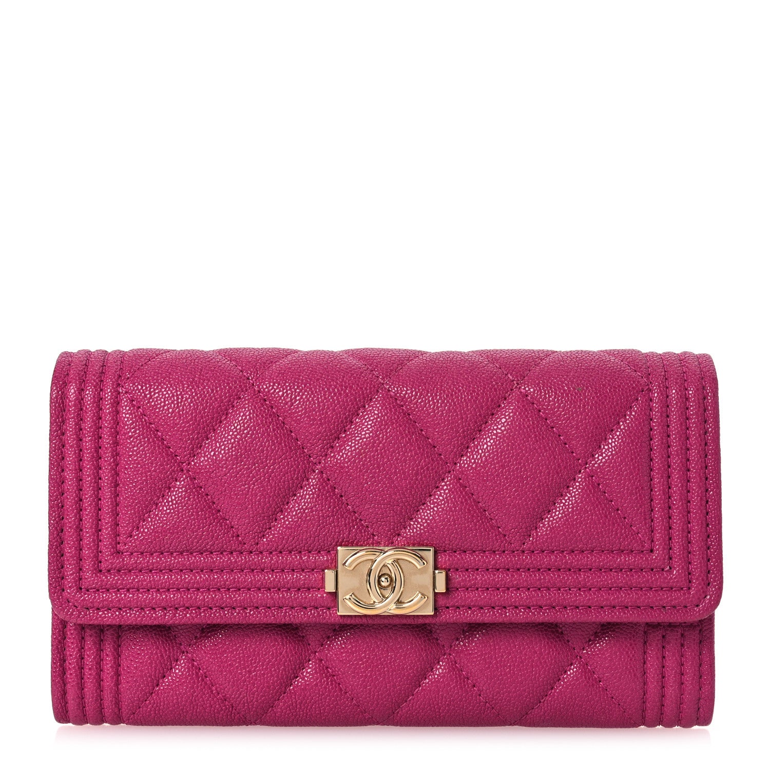 Chanel Caviar Quilted Medium Boy Flap Wallet Fuchsia 1 of 12