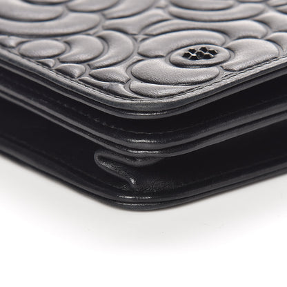 Chanel Lambskin Camellia Crystal Wallet on Chain WOC Black 10 of 14