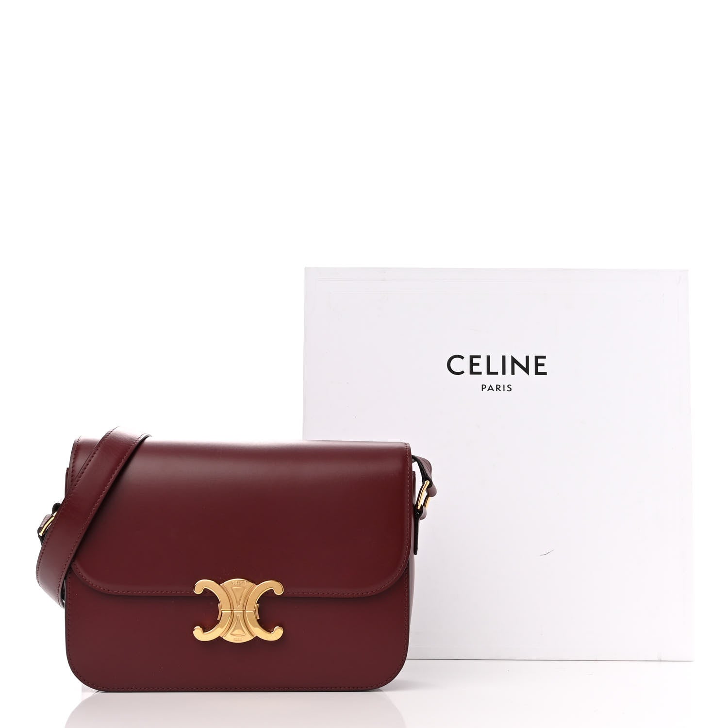 Celine Shiny Calfskin Medium Triomphe Light Burgundy 15 of 15