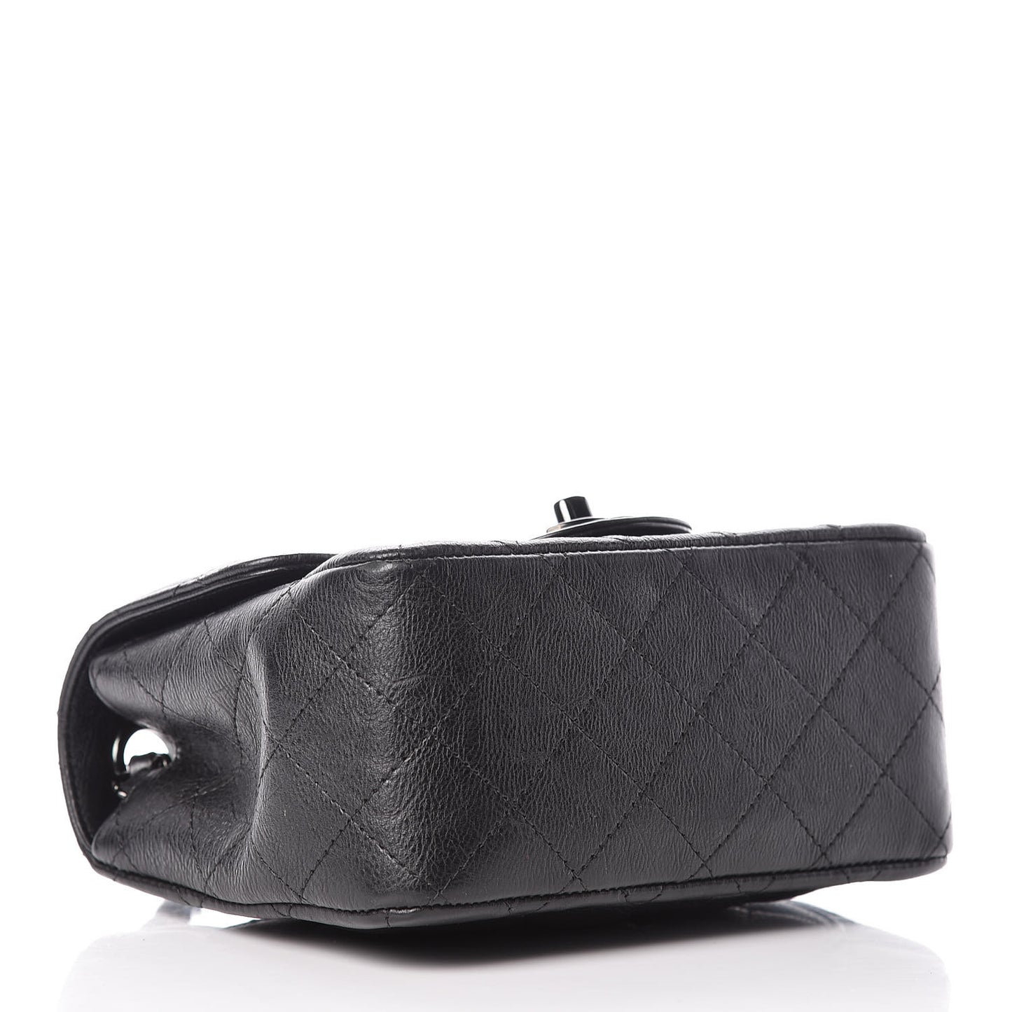 Crumpled Calfskin Quilted Mini Square Flap So Black
