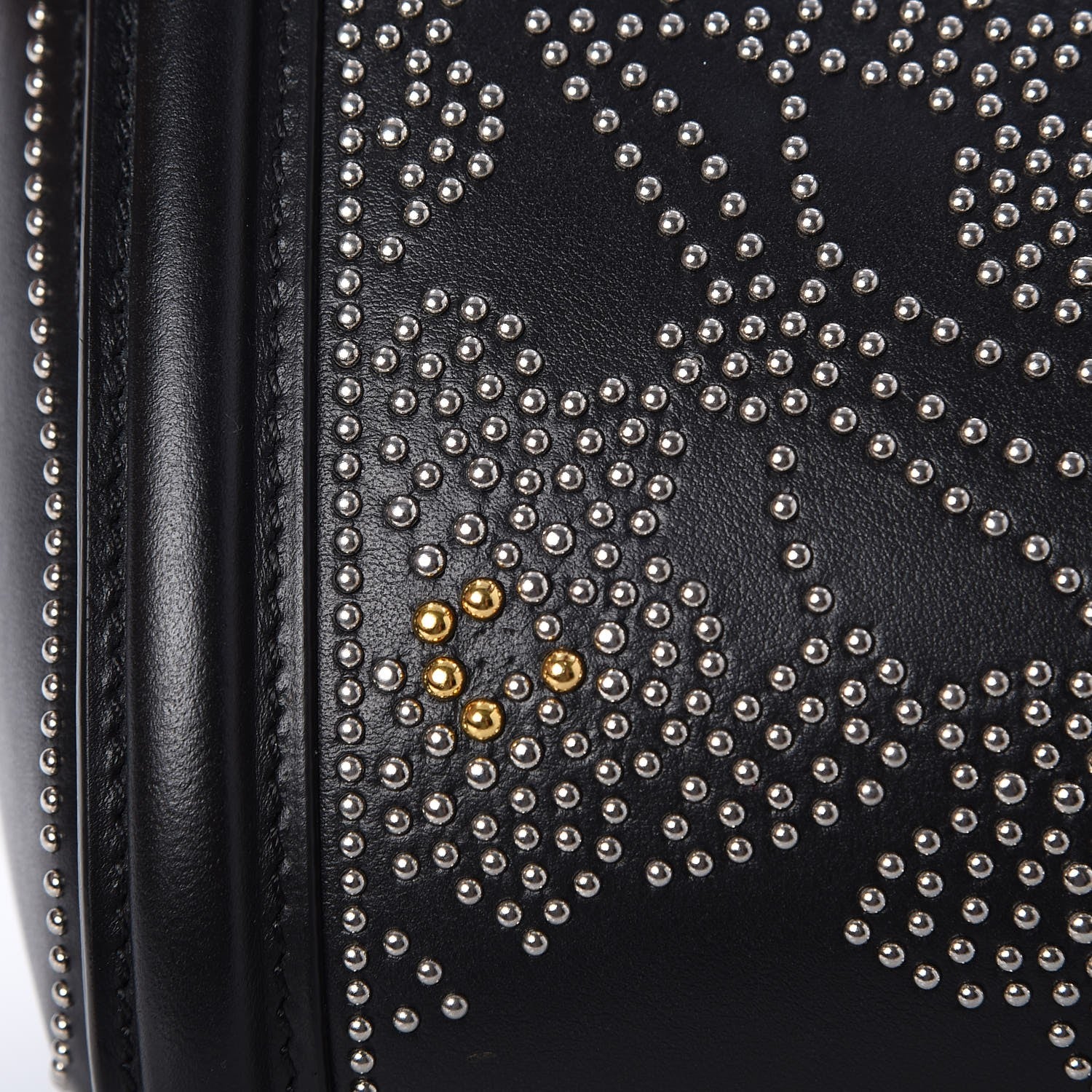 Alexander McQueen Calfskin Floral Studded Small Heroine Black 9 of 9