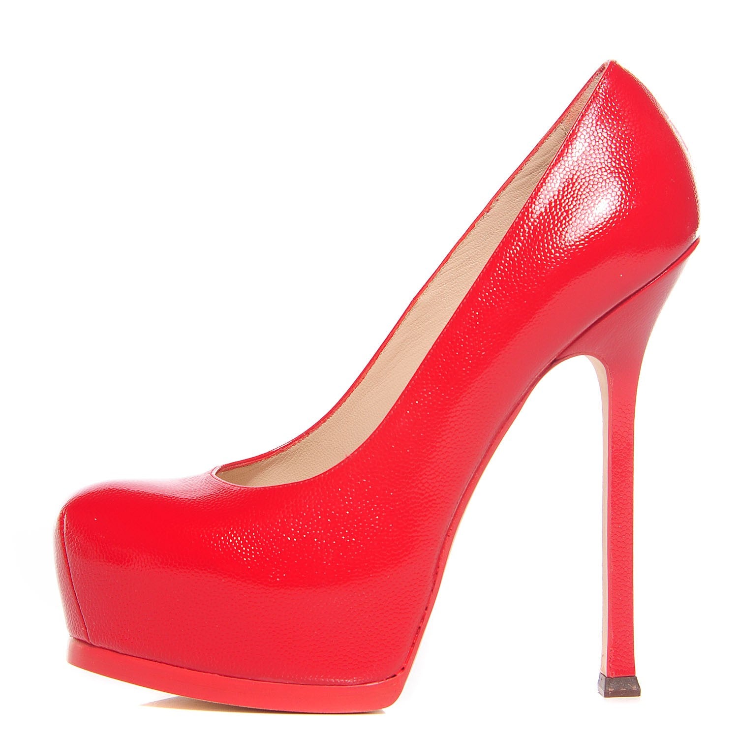 Saint Laurent Patent Pebbled Leather Tribute Two Platform Pumps 37 Rubis 1 of 6