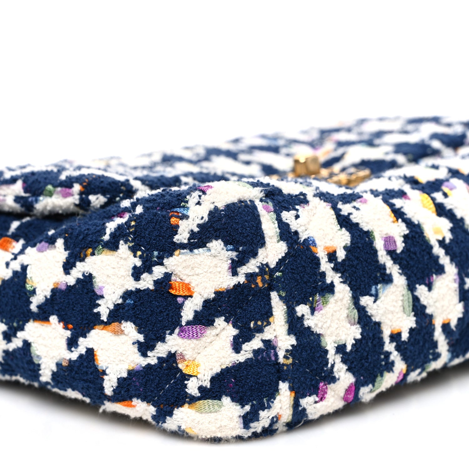 Chanel Tweed Quilted Medium Chanel 19 Flap Ecru Navy Blue Multicolor 9 of 11