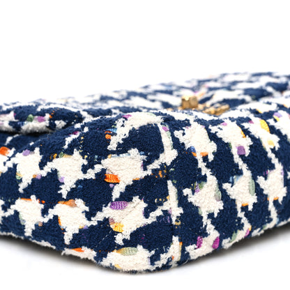 Chanel Tweed Quilted Medium Chanel 19 Flap Ecru Navy Blue Multicolor 9 of 11