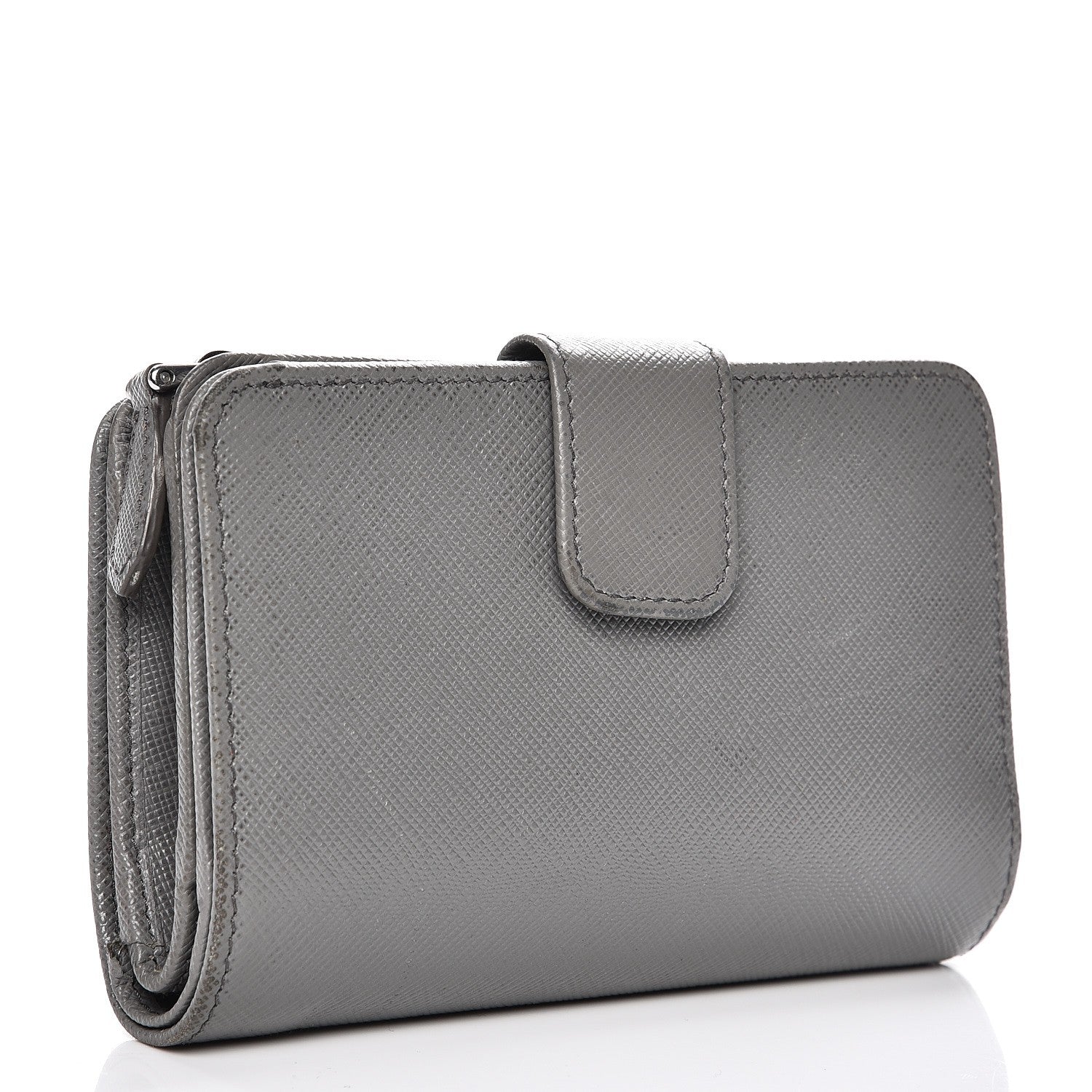 Prada Saffiano Metal Compact Wallet Marmo 3 of 11
