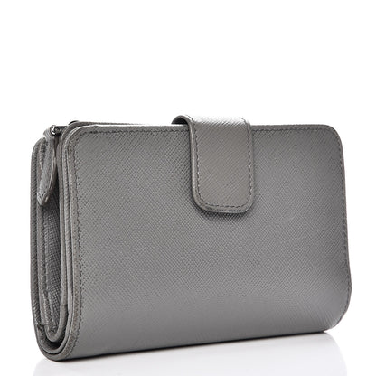 Prada Saffiano Metal Compact Wallet Marmo 3 of 11