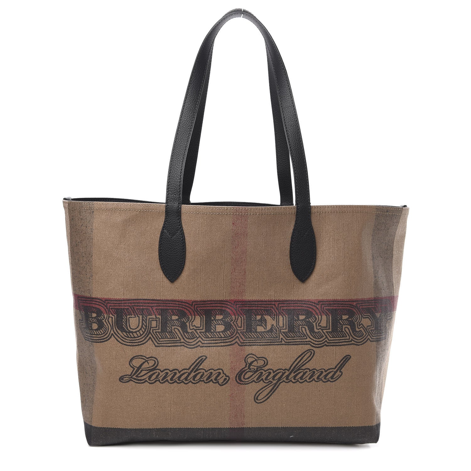Burberry Coated Canvas Mega Check Medium Doodle Tote Black 1 of 14