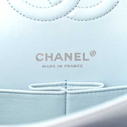 Chanel Perforated Lambskin Quilted Medium Double Flap Light Blue Light Purple White 6 of 9