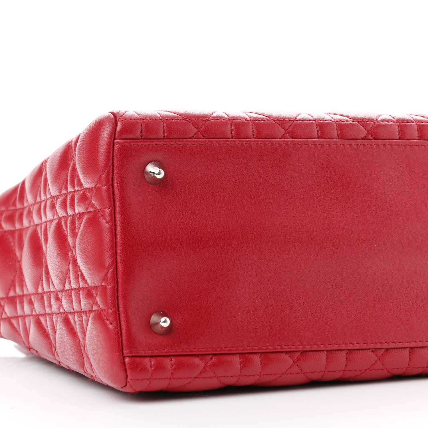 Christian Dior Lambskin Cannage Medium Lady Dior Red 9 of 12