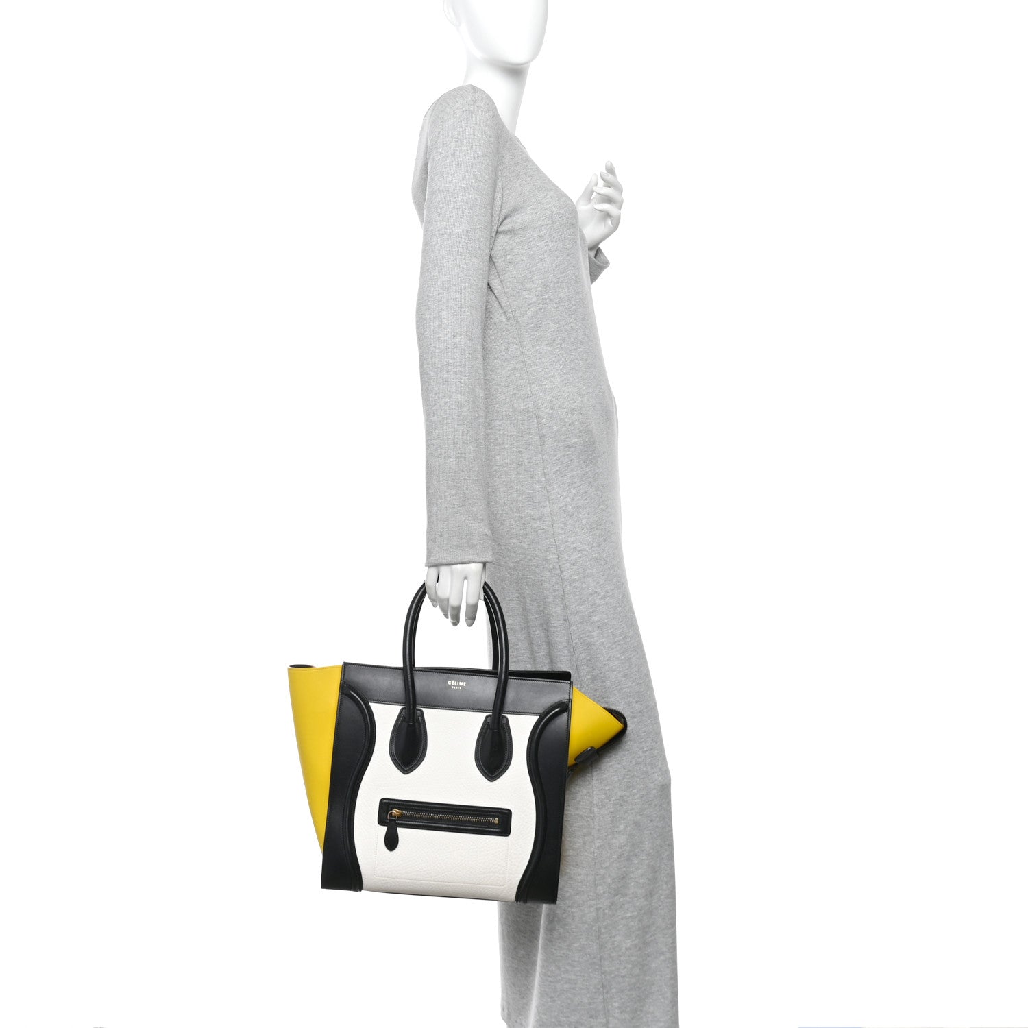 Celine Elephant Calfskin Mini Tri-Color Luggage Optic White Yellow 2 of 10