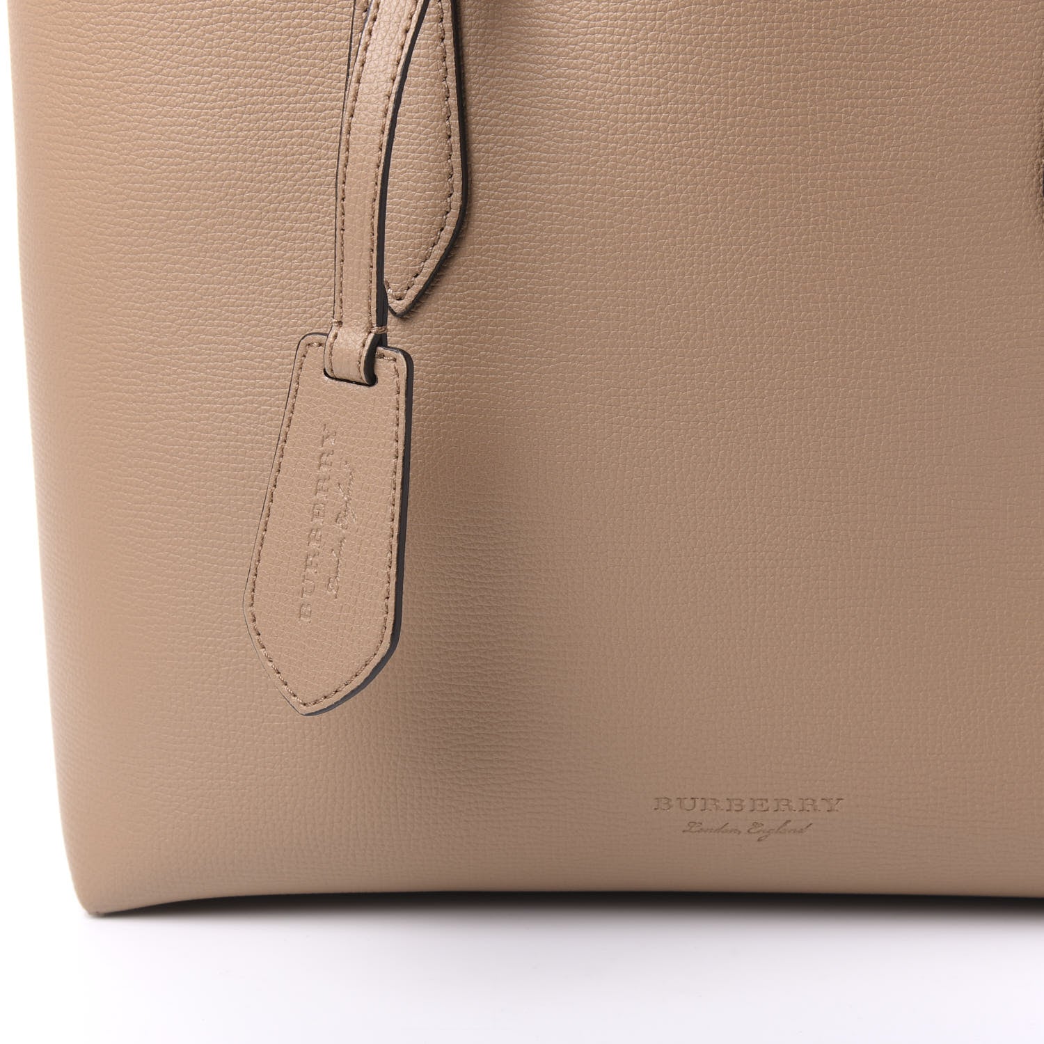 Burberry Grainy Calfskin Haymarket Check Small Reversible Tote Mid Camel 13 of 14