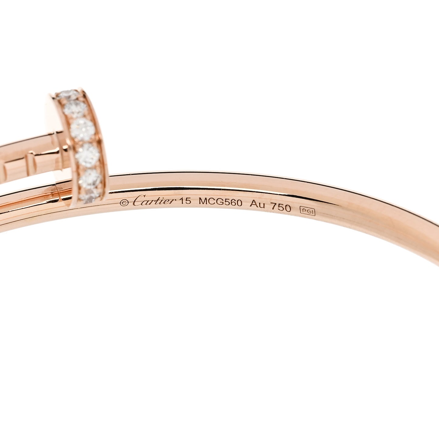 18K Pink Gold Diamond Small Juste Un Clou Bracelet 15