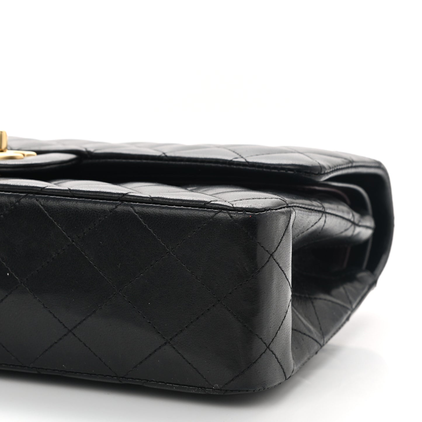 Lambskin Quilted Medium Double Flap Black