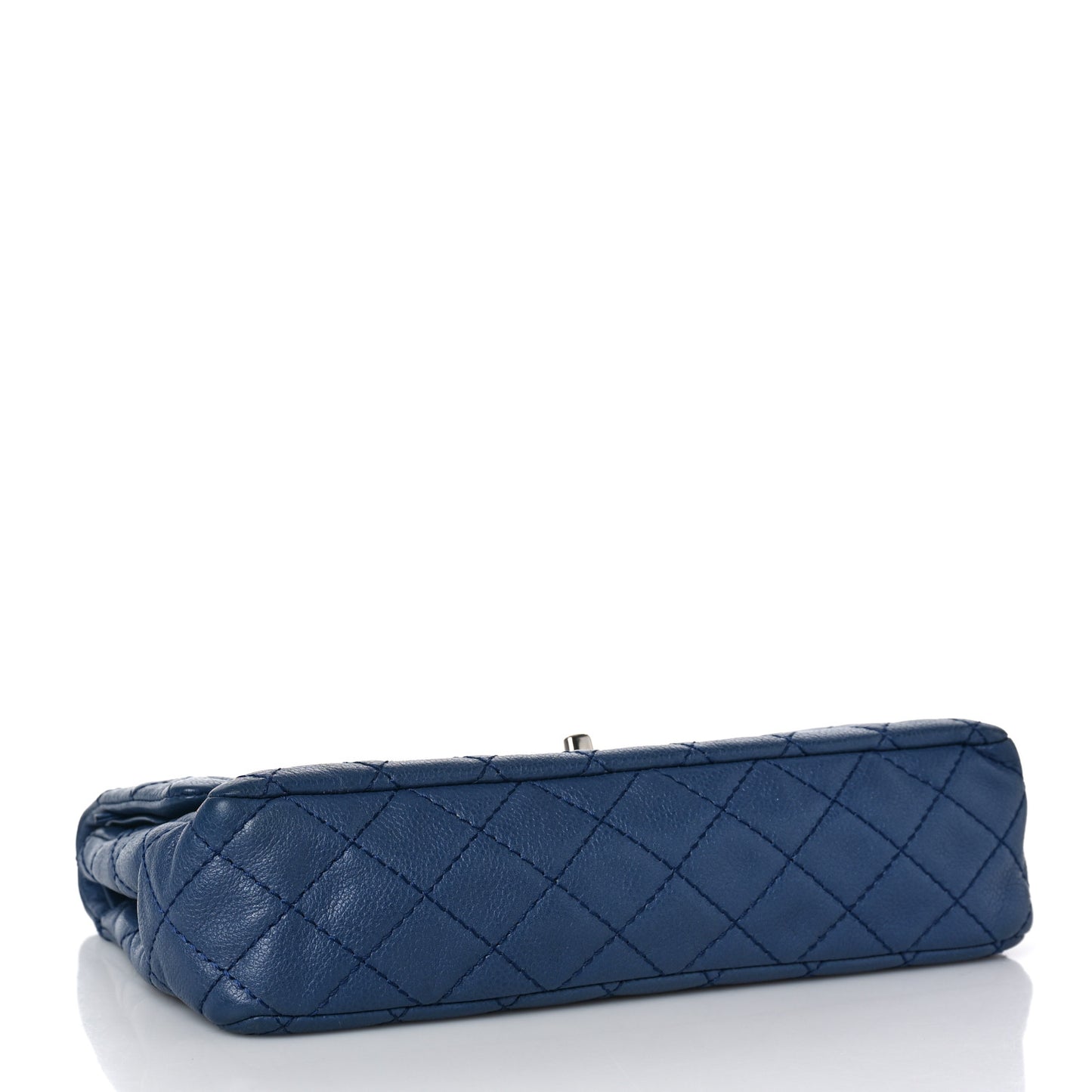 Washed Caviar Quilted Medium Double Flap Blue