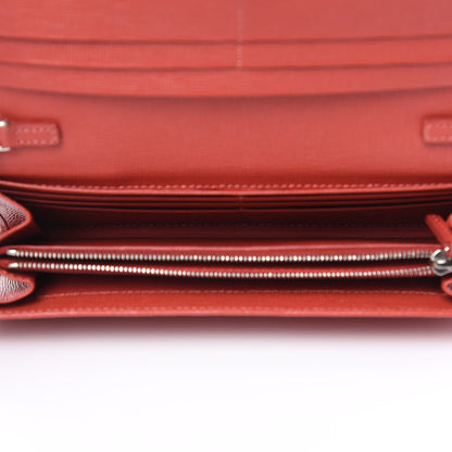 Fendi Vitello Elite Flowerland Continental Wallet On Chain Red 5 of 8