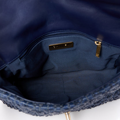 Chanel Raffia Tweed Quilted Medium Chanel 19 Flap  Navy 5 of 10