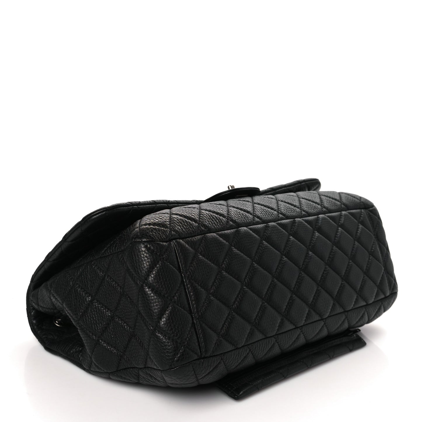 Grained Calfskin Quilted Small XXL Travel Flap Bag Black