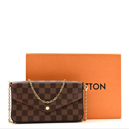 Louis Vuitton Damier Ebene Pochette Felicie Chain Wallet 14 of 14