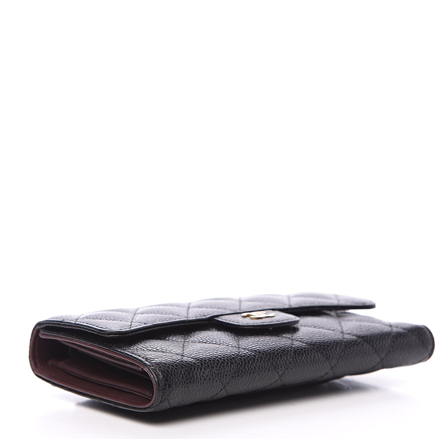 Caviar Quilted Large Flap Wallet Black
