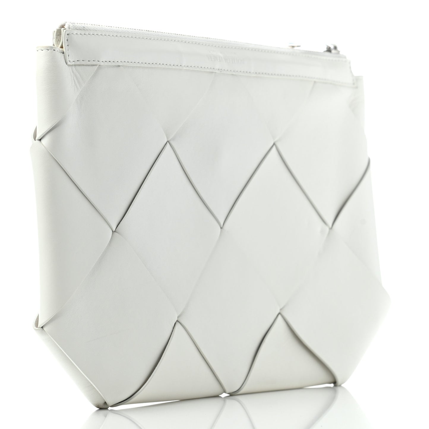 Nappa Maxi Intreccio Woven Pouch Clutch White