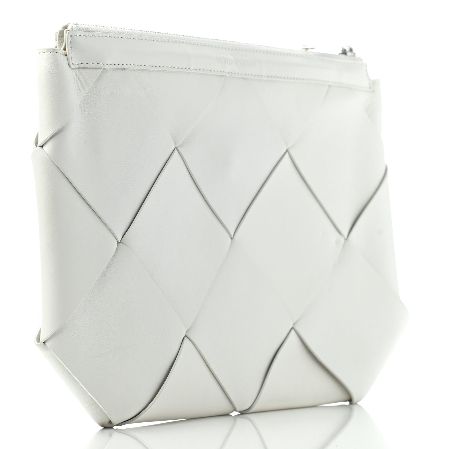 Bottega Veneta Nappa Maxi Intreccio Woven Pouch Clutch White 2 of 12