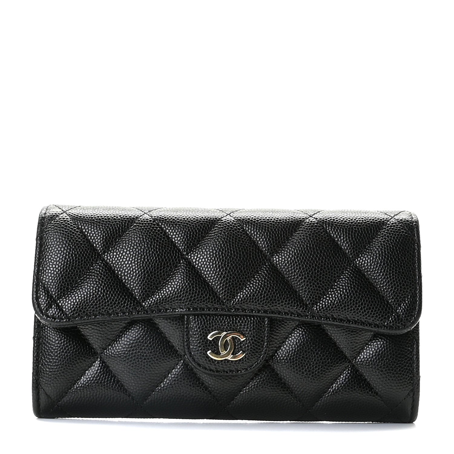 Chanel Caviar Quilted Medium Gusset Flap Wallet Black 1 of 9