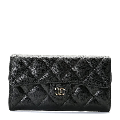 Chanel Caviar Quilted Medium Gusset Flap Wallet Black 1 of 9