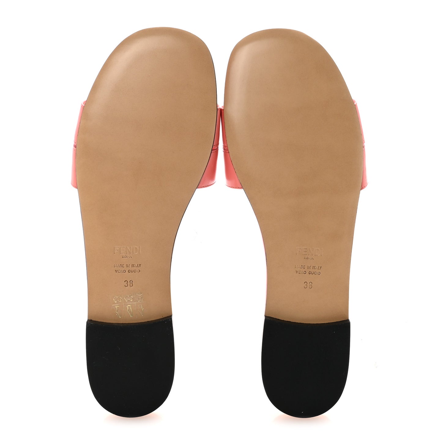 Vitello Cuoio FFold Slide Sandals 38 Bright Peach