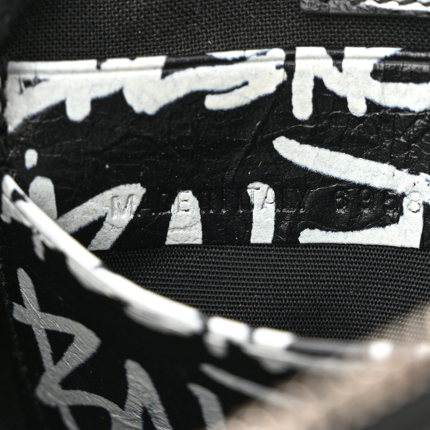 Agneau Arena Graffiti Le Cagole Mini Purse With Chain Black White