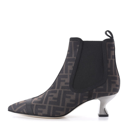 Fendi Mesh Tulle FF Colibri 55mm Ankle Booties 38 Tobacco Moro Black 1 of 9