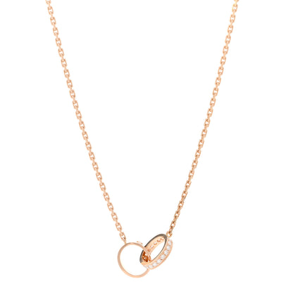 Cartier 18K Pink Gold Diamond Interlocking LOVE Necklace 1 of 5