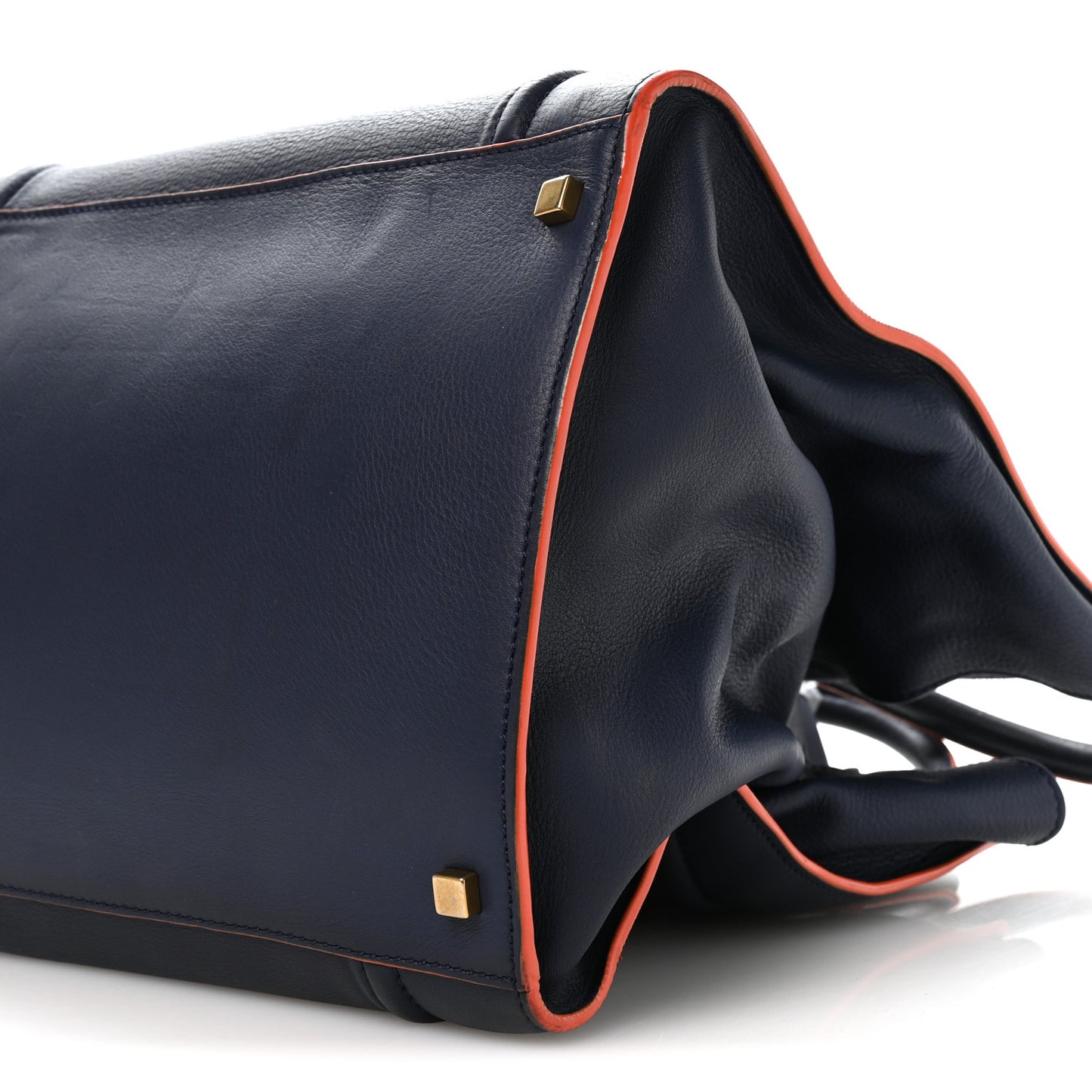 Supple Calfskin Large Phantom Luggage Navy Blue Orange