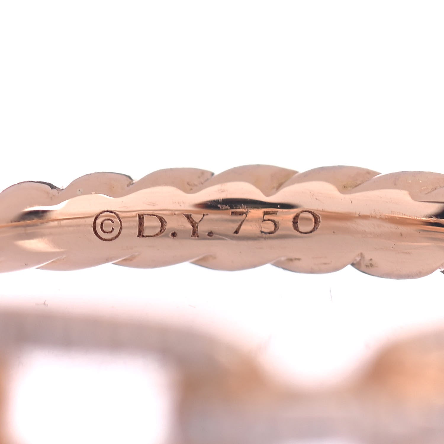David Yurman 18K Rose Gold Diamond 4.5mm Stax Single Row Chain Link Ring 53 6.25 5 of 5