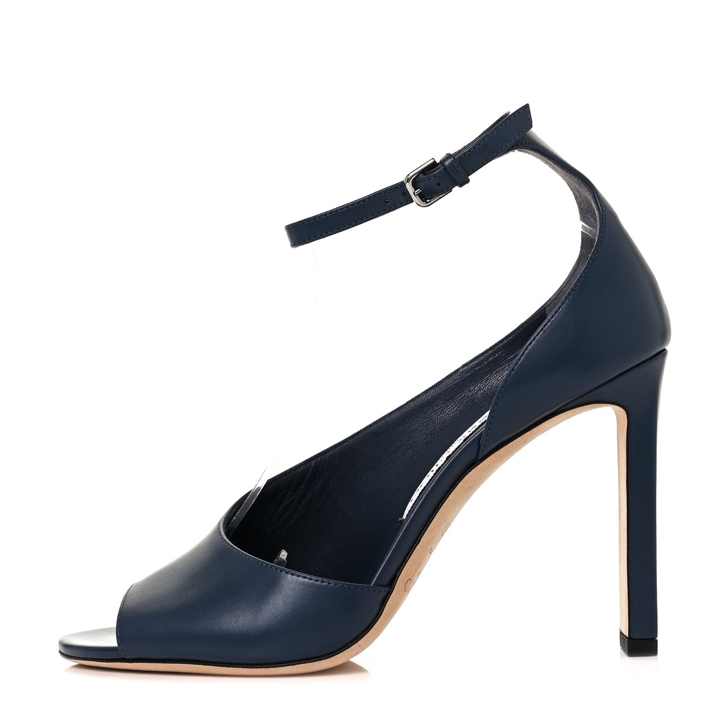 Calfskin Theresa 100 Ankle Strap Sandals 37.5 Stormy Blue