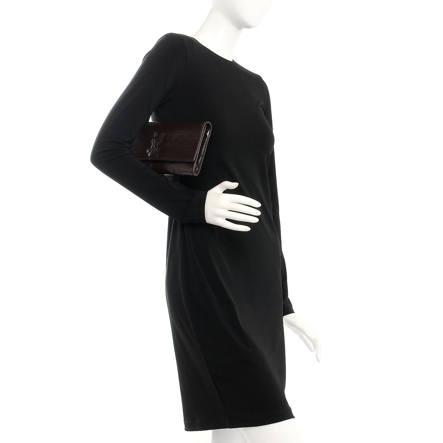 Saint Laurent Textured Patent Large Belle de Jour Clutch Brown 2 of 6