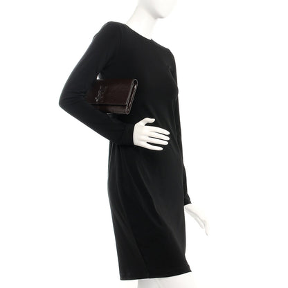 Saint Laurent Textured Patent Large Belle de Jour Clutch Brown 2 of 6