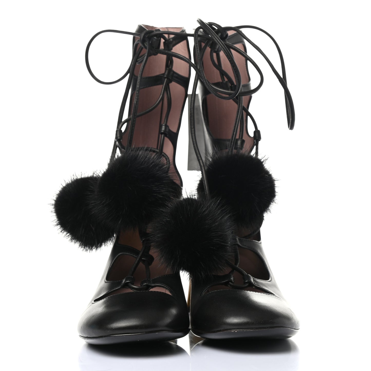 Calfskin Heloise Lace Up Ankle Boots 38.5 Black
