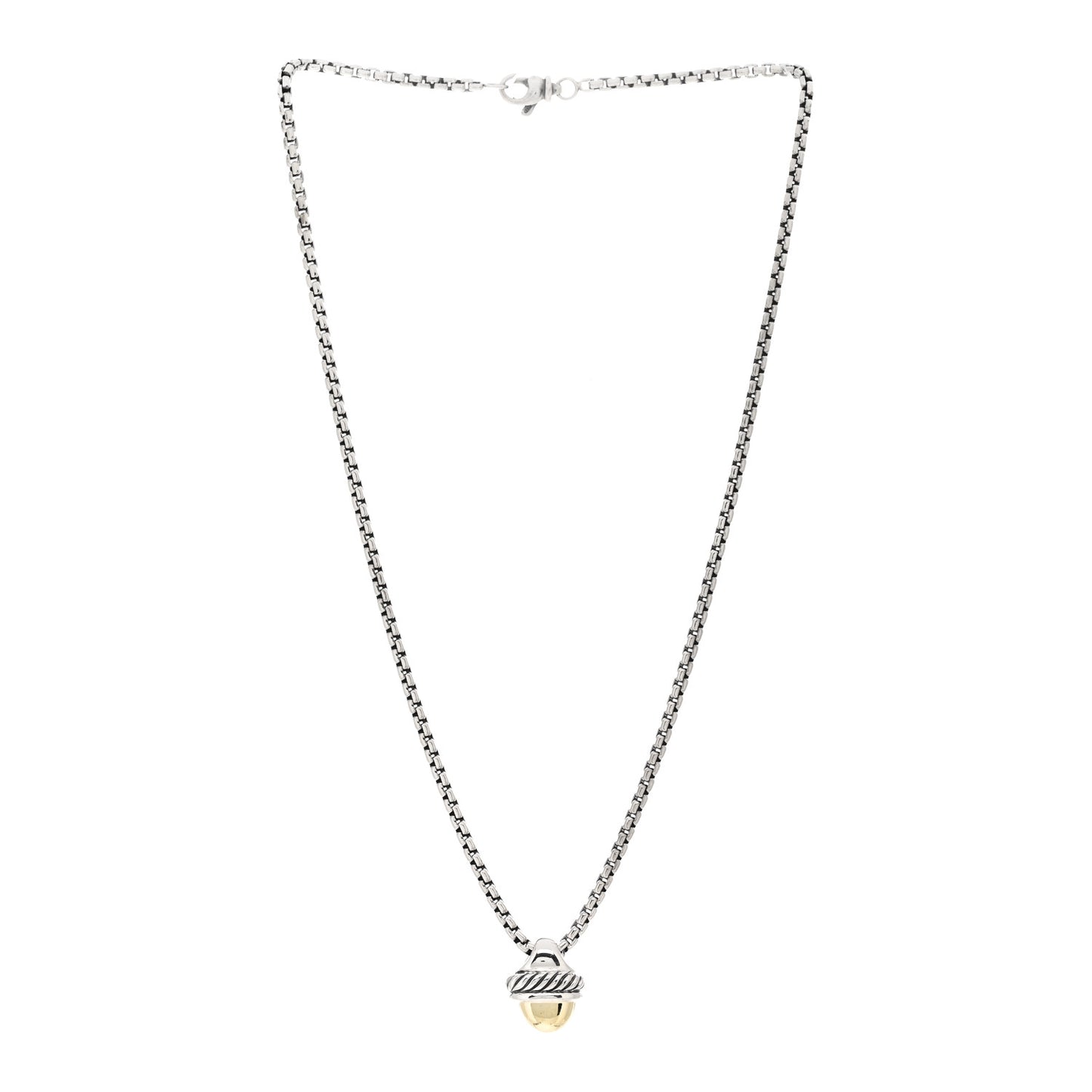 Sterling Silver 14K Yellow Gold Acorn Pendant Necklace