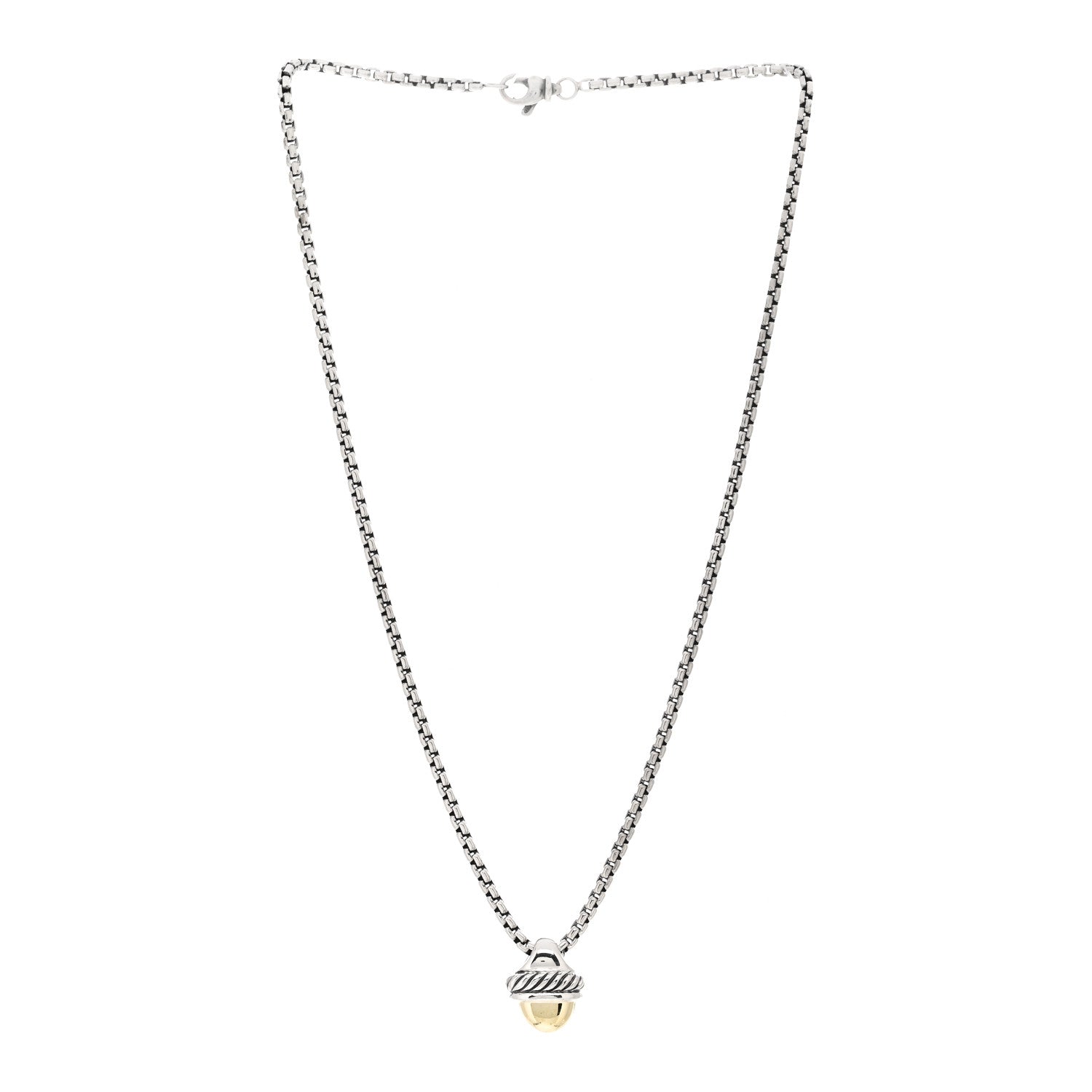 David Yurman Sterling Silver 14K Yellow Gold Acorn Pendant Necklace 3 of 4