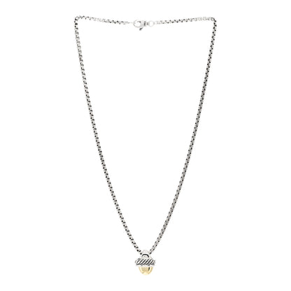 David Yurman Sterling Silver 14K Yellow Gold Acorn Pendant Necklace 3 of 4
