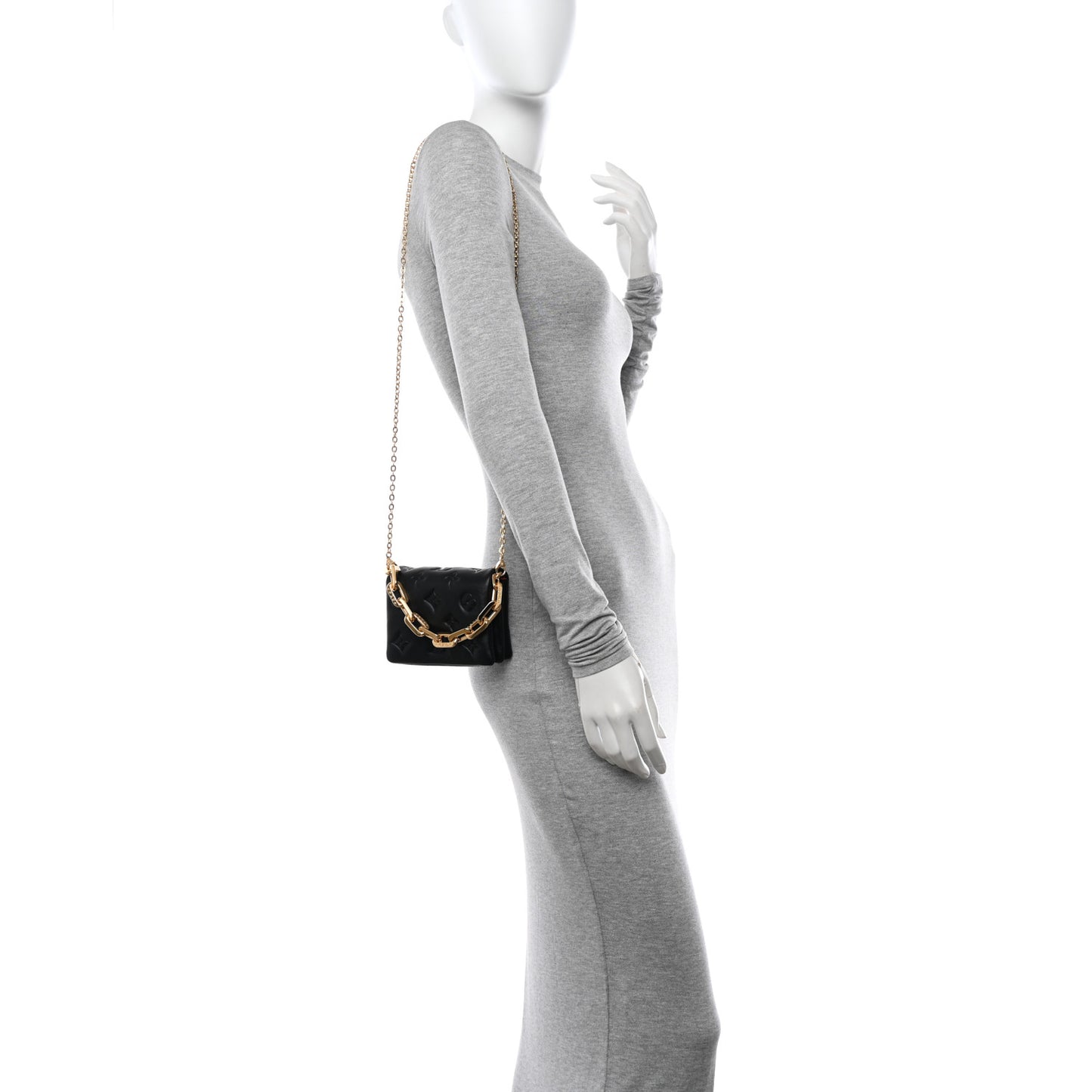 Lambskin Embossed Monogram Coussin Belt Bag Black